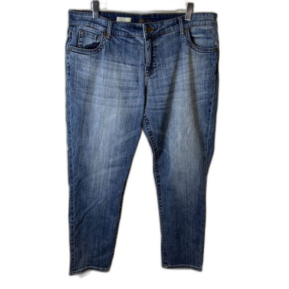 Kut From The Kloth Blue Medium Wash Mid-Rise Straight Leg Cropped Jeans Size 16W - Picture 3 of 13